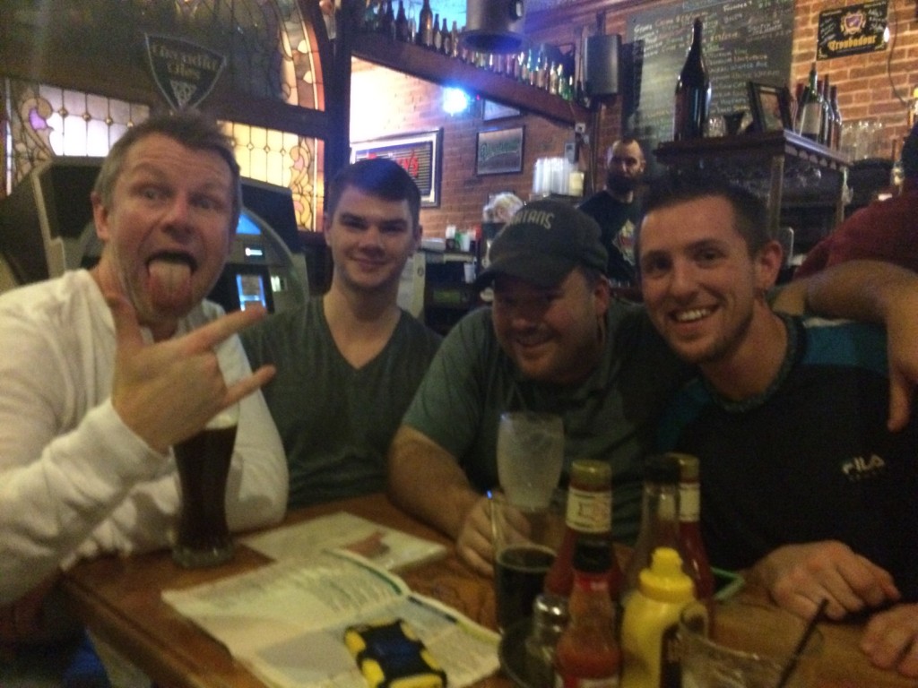 (Left to right) Scott Coates, Austin Feeney, a true Ashley's fan, and Matt Okray