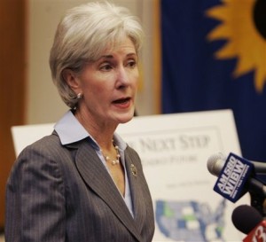 Kathleen Sebelius answering questions to the media following Aventinus's 3-3 tie with Goon Squad