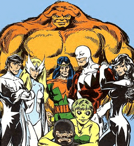 Alpha Flight, like other Canadian products, remains virtually unknown (Sasquatch pictured far back)
