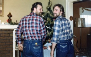 Coleman and older brother  (Darren) model/rock their new Jordache hockey pants